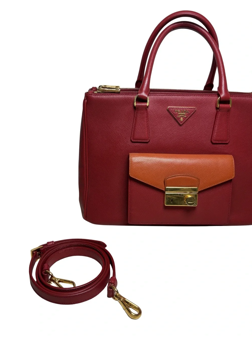 Prada Saffiano Lux Galleria Double Zip Tote
